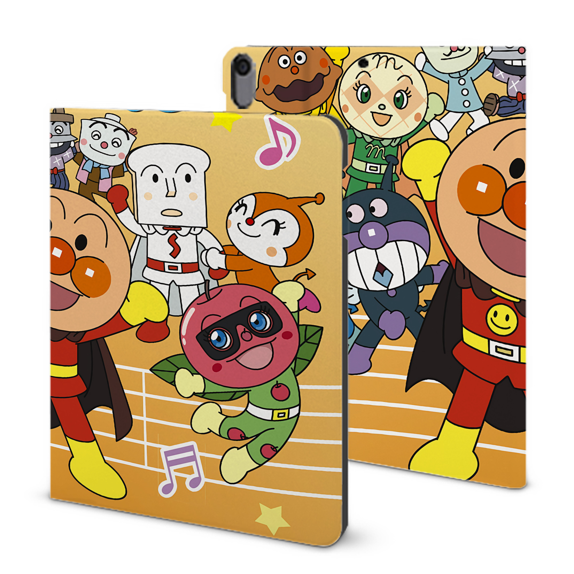 （画像用） アンパンマン Anpanman IPad ケース ブック型 PUレザー TPU 耐衝撃 軽量 薄型 ペン収納なし 全面保護 IPad 各モデル対応